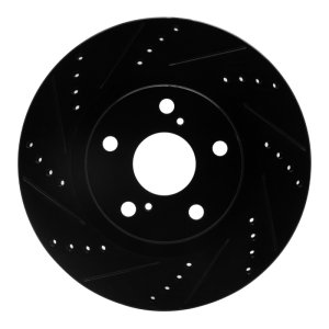 Cadillac CT4 Brake Rotor (1) - Rear Left - R1 Concepts - Drilled & Slotted - Black - `20-`25